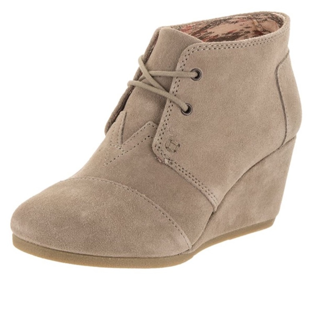 TOMS Desert Wedge Taupe Suede Boot